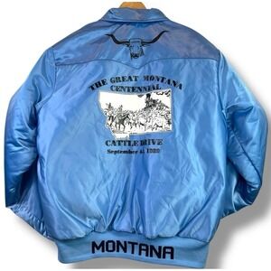 Vintage 80s Montana Centennial 1889-1989 Men's Bomber Jacket XL USA Rare Quilted